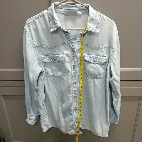 Vintage John Baner Distressed Jean Long Sleeve Shirt Womens L Denim Worn w/Holes - Picture 3 of 16